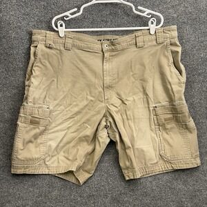 Duluth Trading Canvas Cargo Shorts Mens Sz 46 Khaki Flex Fire Horse Workwear